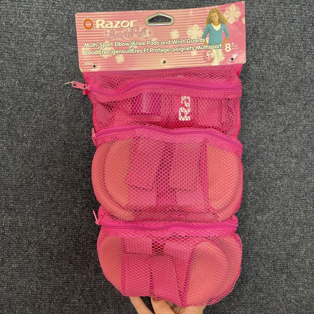 Razor‎ Sweet Pea Youth Multi Sport Pads Set Pink Elbow Knee Wrist Guards 8+